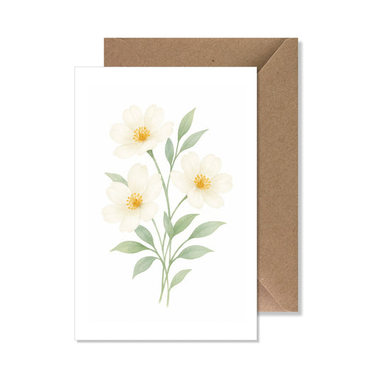 Carte de vœux A6 "bouquet fleurs blanches"
