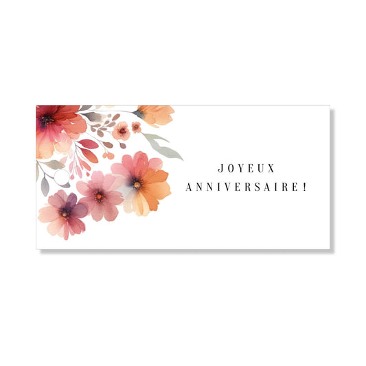 Lot de 6 étiquette "joyeux anniversaire" aquarelle orange