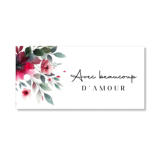 Lot de 6 étiquette "avec beaucoup d’amour" aquarelle floral