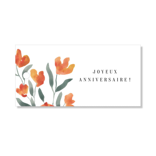 Lot de 6 étiquette "joyeux anniversaire" aquarelle orange