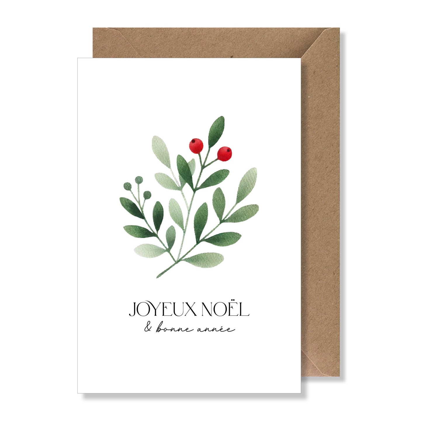 Carte de vœux A6 "joyeux Noël & bonne année" illustration branche