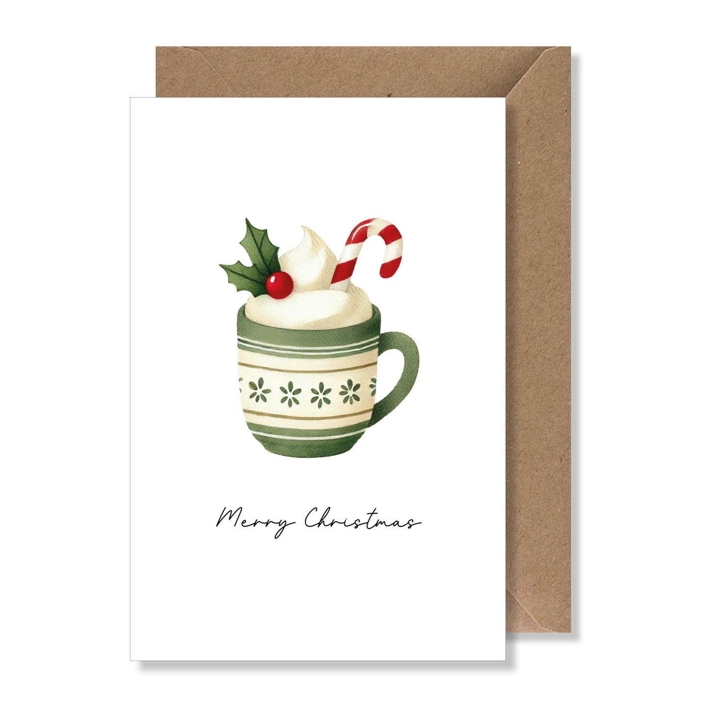 Carte de vœux A6 "Merry Christmas" tasse de Noël illustration