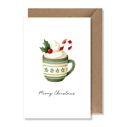 Carte de vœux A6 "Merry Christmas" tasse de Noël illustration