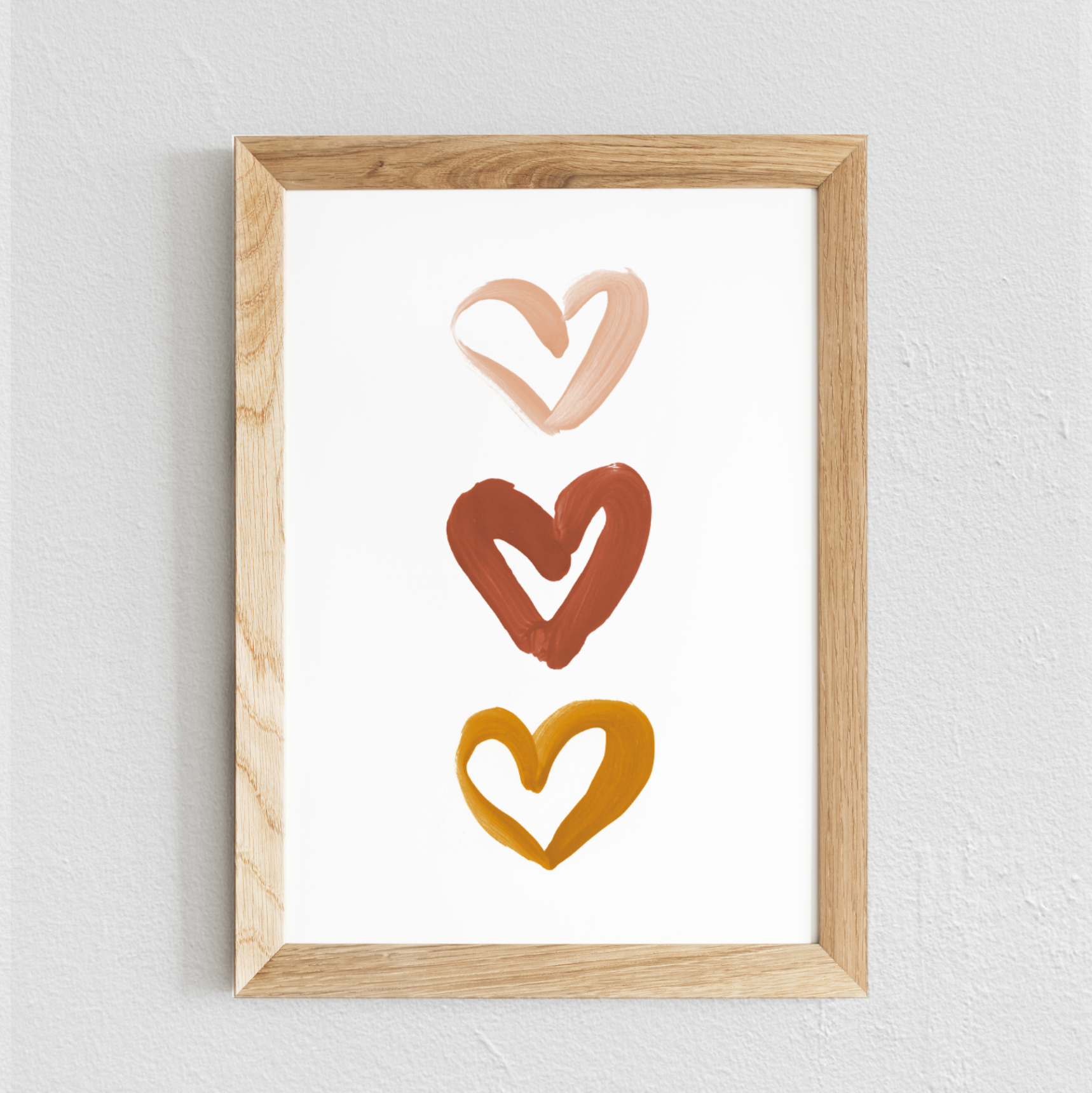 Poster chambre bébé / enfant ‘3 cœurs’ brique, moutarde et rose - SEVEN PAPER