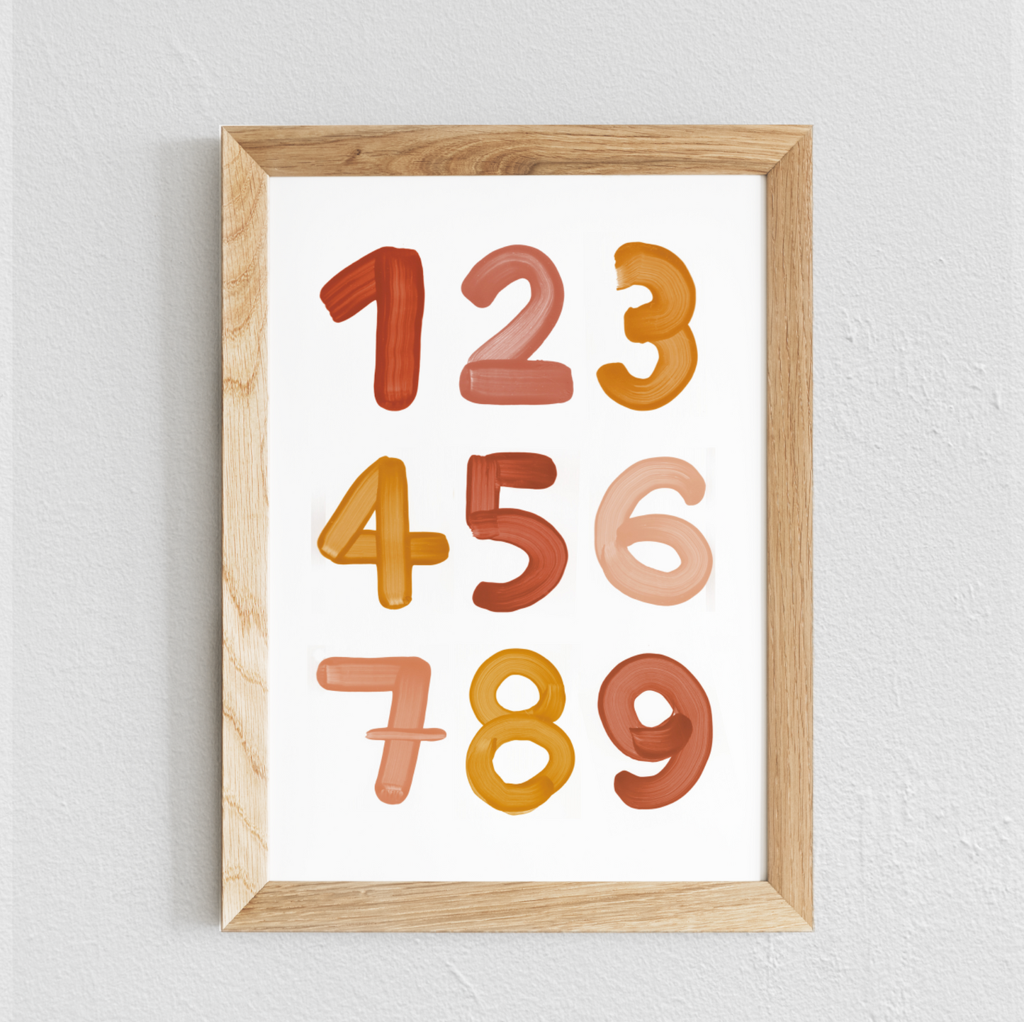 Poster chambre bébé / enfant ‘chiffres’ brique, moutarde et rose - SEVEN PAPER