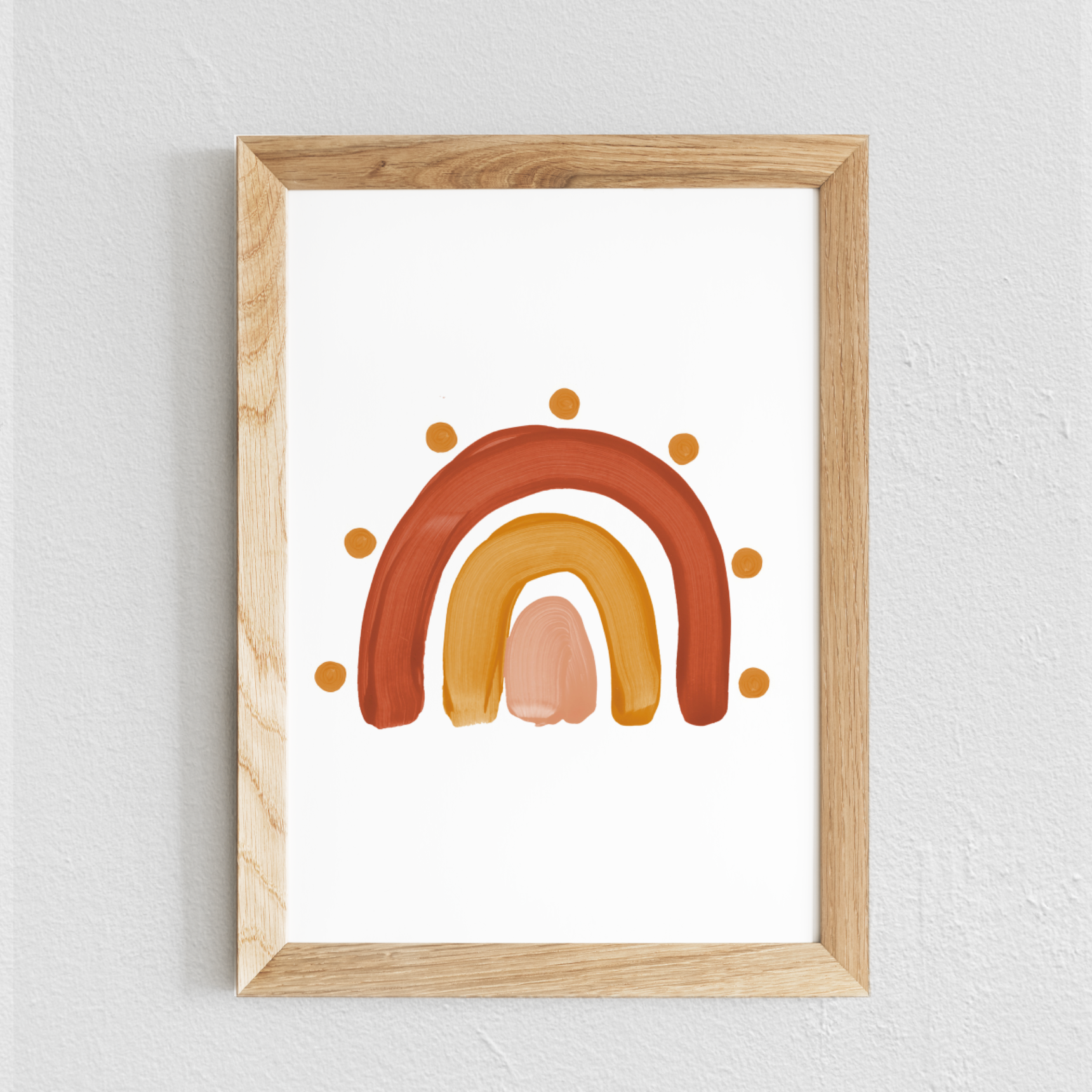 Poster chambre bébé / enfant ‘arc-en-ciel points’ brique, moutarde et rose - SEVEN PAPER