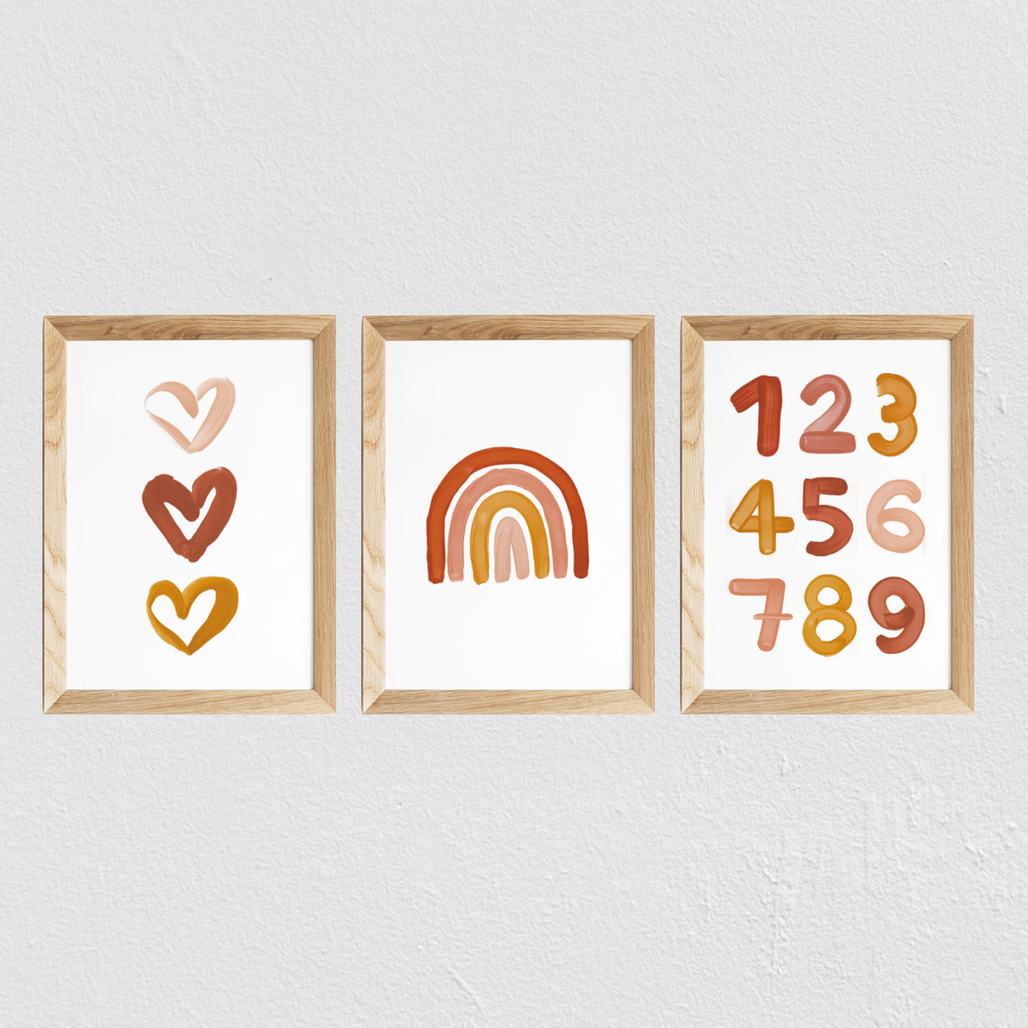 Poster chambre bébé / enfant ‘arc-en-ciel’ brique, moutarde et rose - SEVEN PAPER