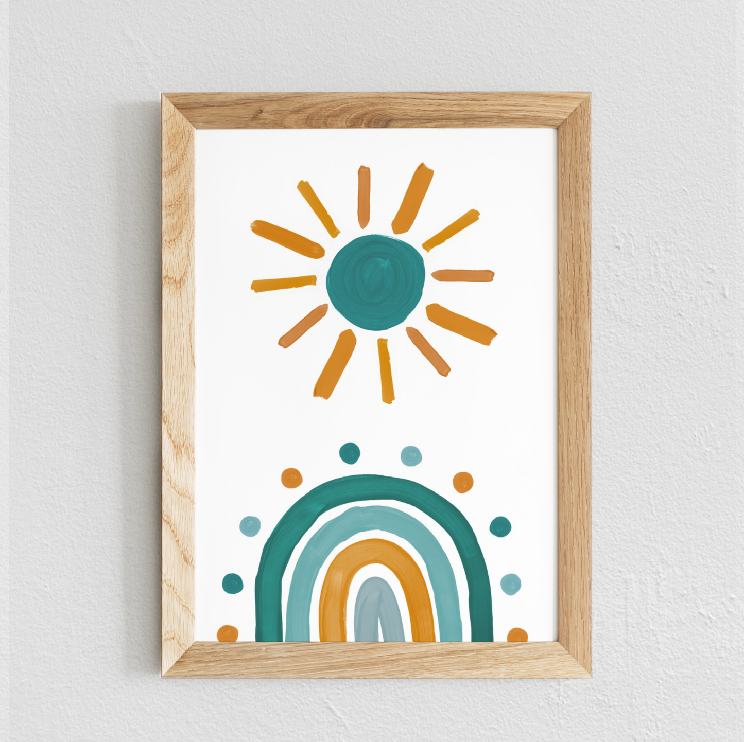 Poster chambre bébé / enfant ‘soleil 2’ moutarde et bleu canard - SEVEN PAPER