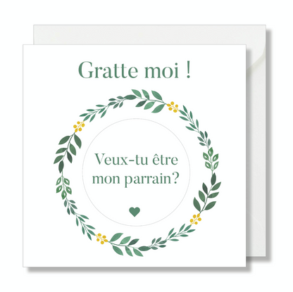 Carte à gratter "gratte moi" parrain aquarelle