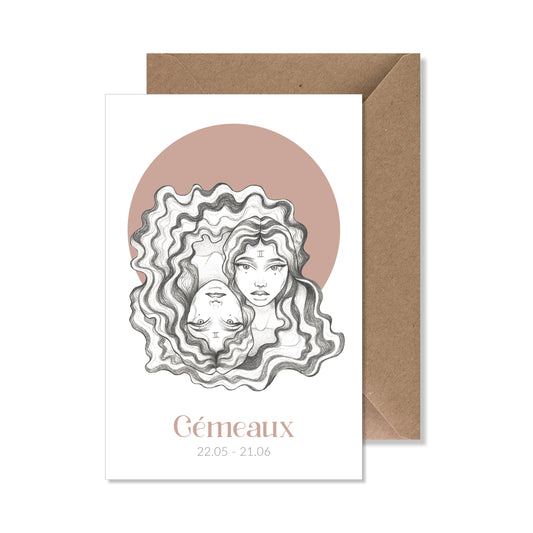 Carte de vœux zodiaque A6 "gémeaux"