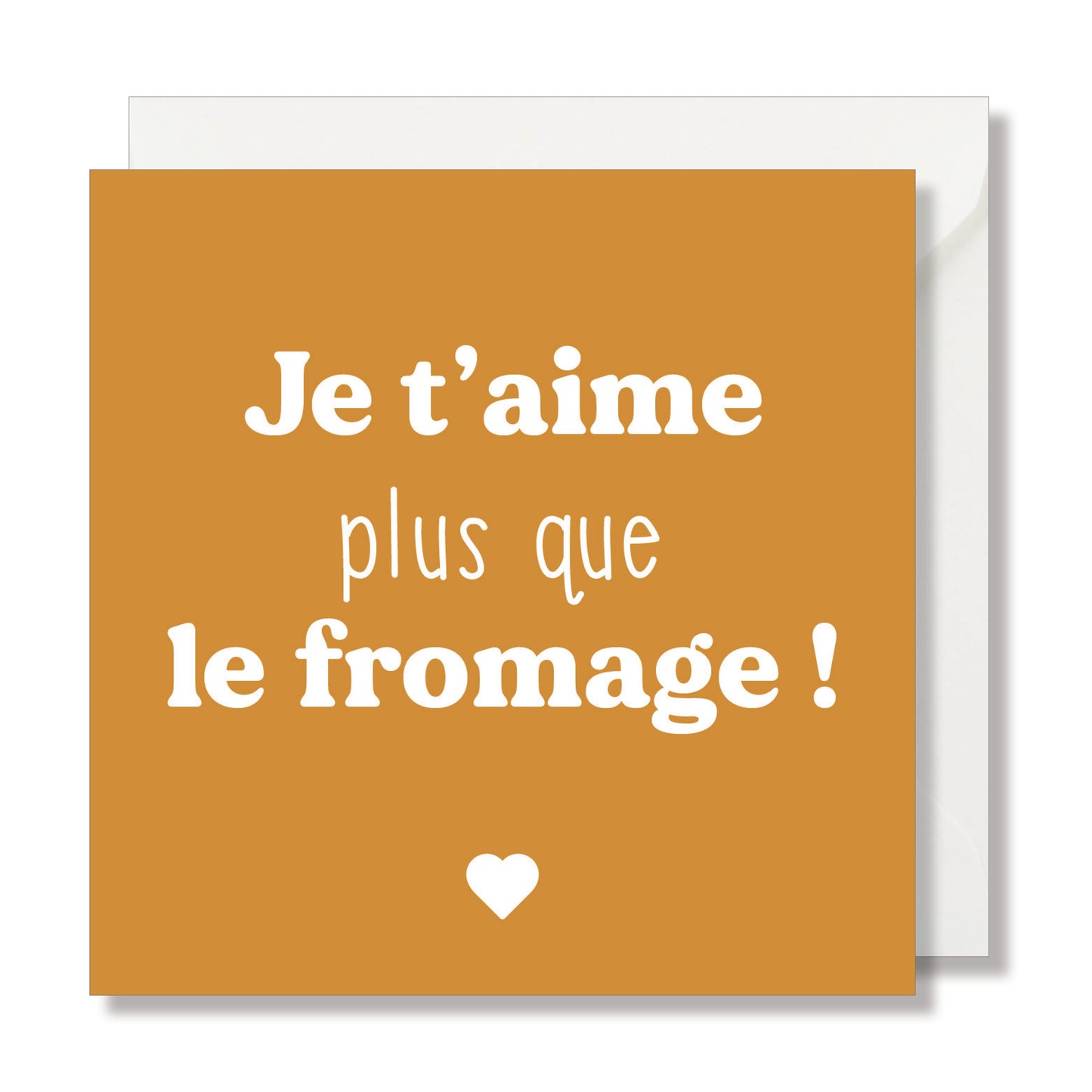 Carte de vœux carrée "je t'aime plus que le fromage" jaune