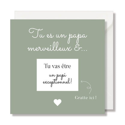 Carte à gratter "papi exceptionnel" vert