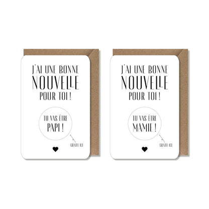 Carte à gratter annonce grossesse - papi