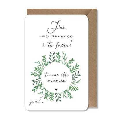 Carte à gratter annonce grossesse - mamie