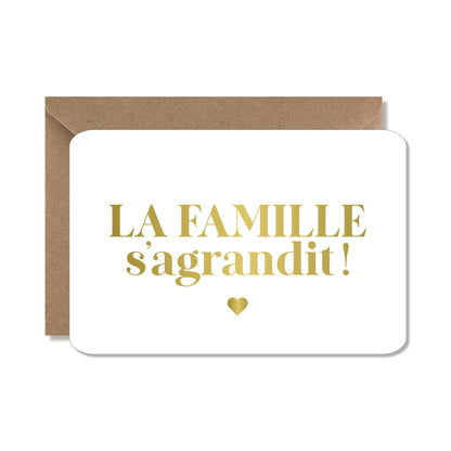 Carte annonce grossesse originale - la famille s'agrandit, gold