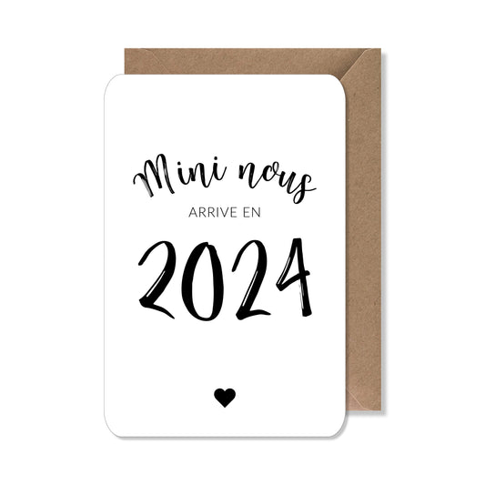 Original Schwangerschaftskarte - mini kommt 2023 zu uns, schwarz/weiß 