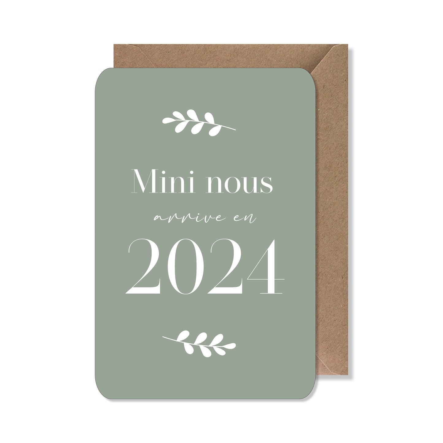 Original Schwangerschaftskarte - mini kommt 2023 zu uns, grün 