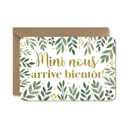 Carte annonce grossesse originale - mini nous arrive, gold