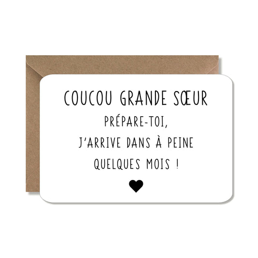 Carte annonce grossesse / naissance ‘grande sœur’