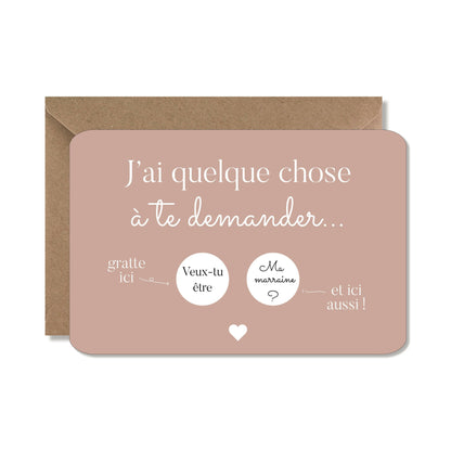 Carte à gratter demande - marraine rose
