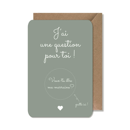 Carte à gratter demande - marraine vert