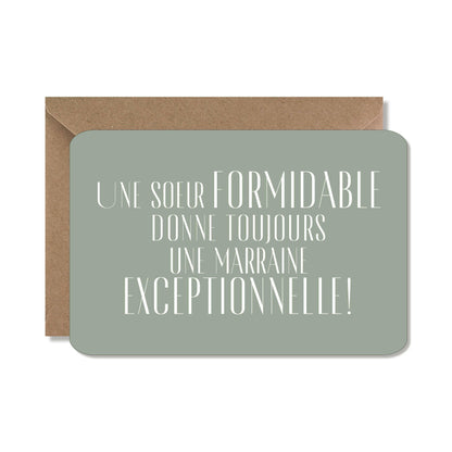 Cartes grossesse / naissance demande ‘soeur / marraine’ vert