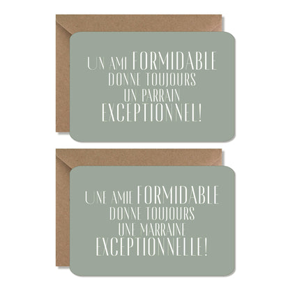 Cartes grossesse / naissance demande ‘ami / parrain’ vert
