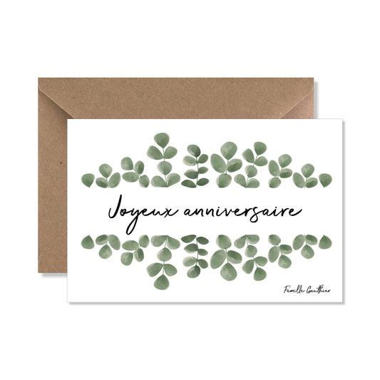 Cartes de vœux anniversaire personnalisée eucalyptus