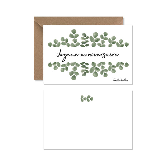 Cartes de vœux anniversaire personnalisée eucalyptus