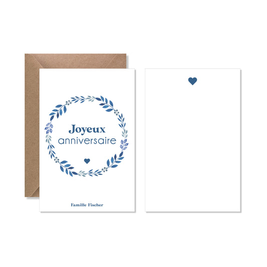 Cartes de vœux anniversaire personnalisée couronne bleu