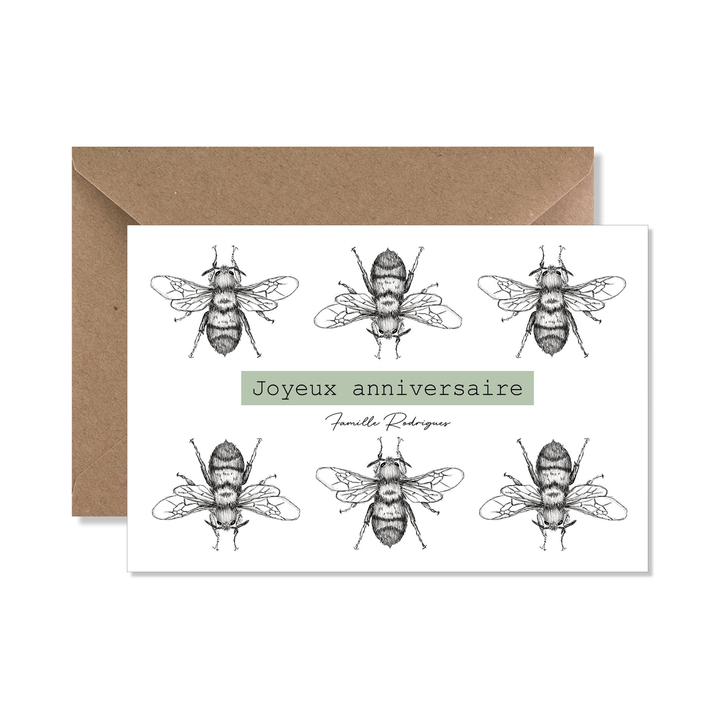 Cartes de vœux anniversaire personnalisée abeilles