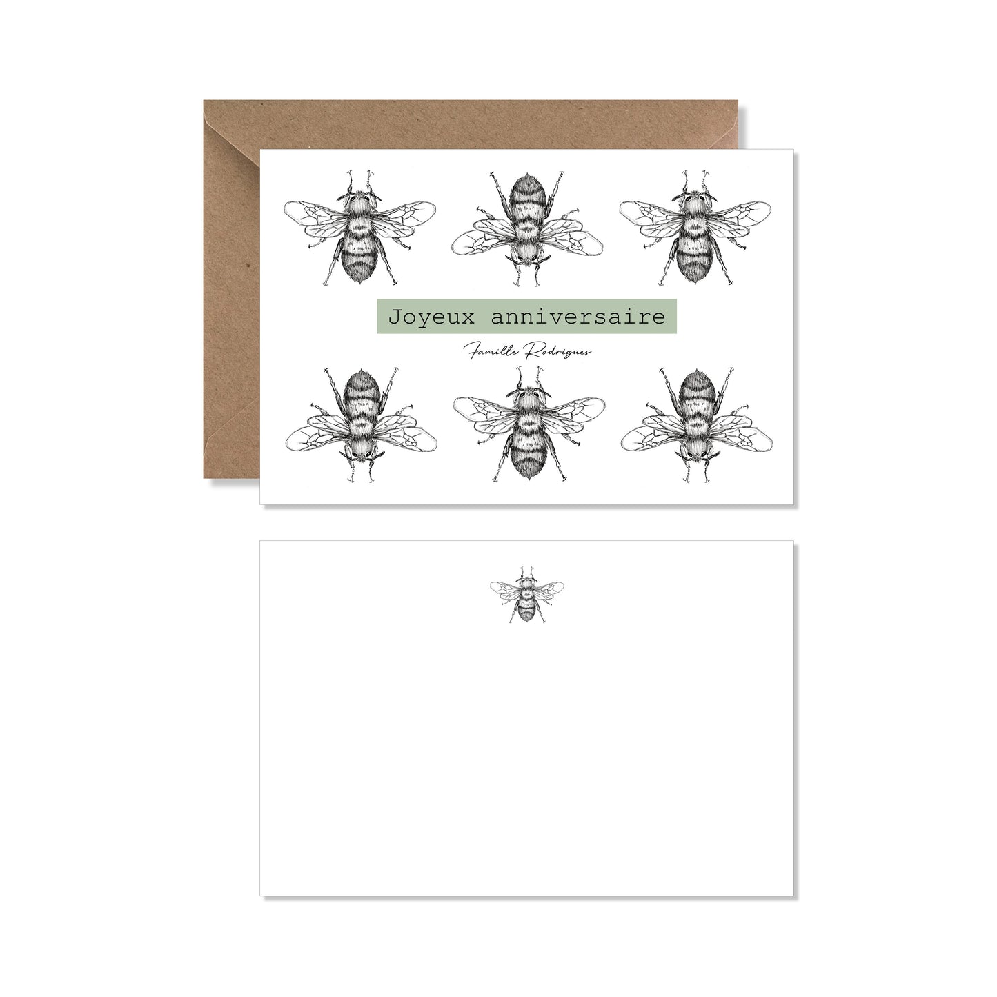 Cartes de vœux anniversaire personnalisée abeilles