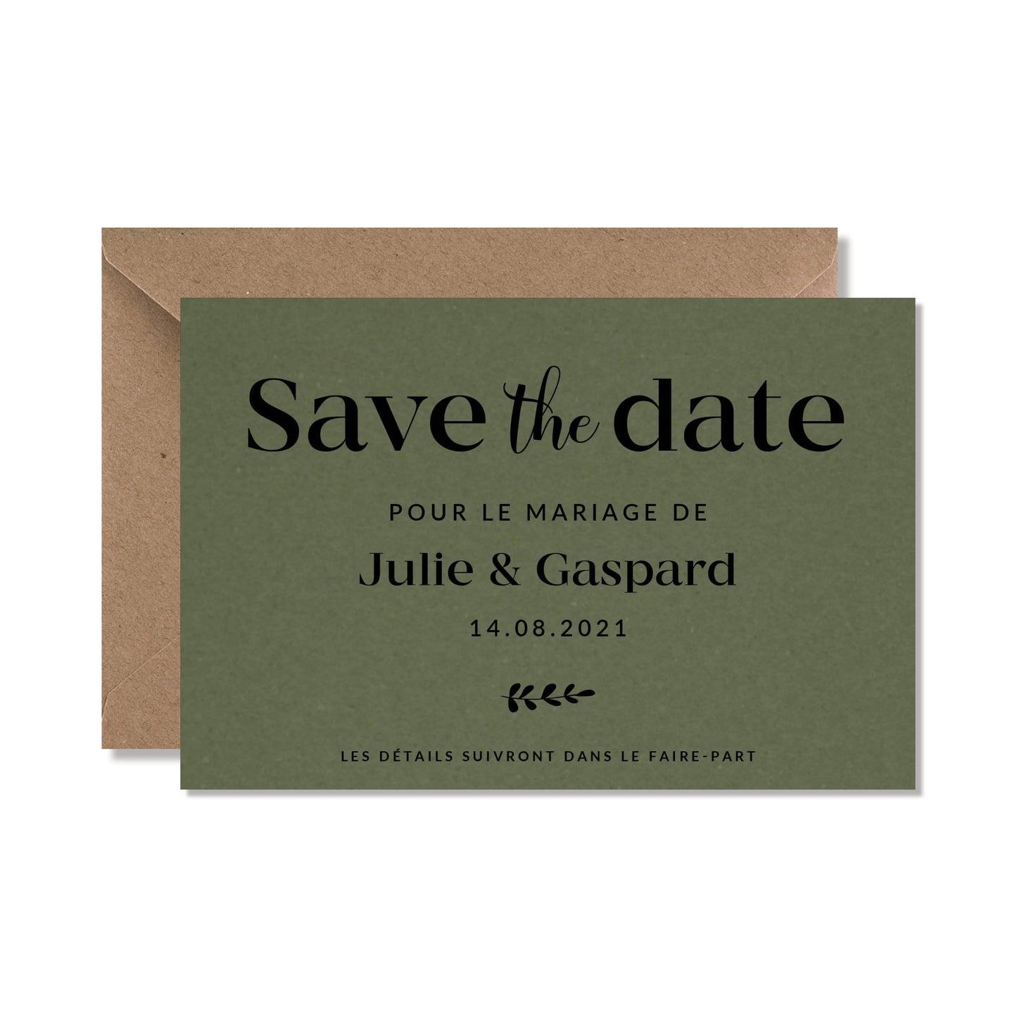 Save the Date grün, Original Ankündigung des Hochzeitstermins 04 