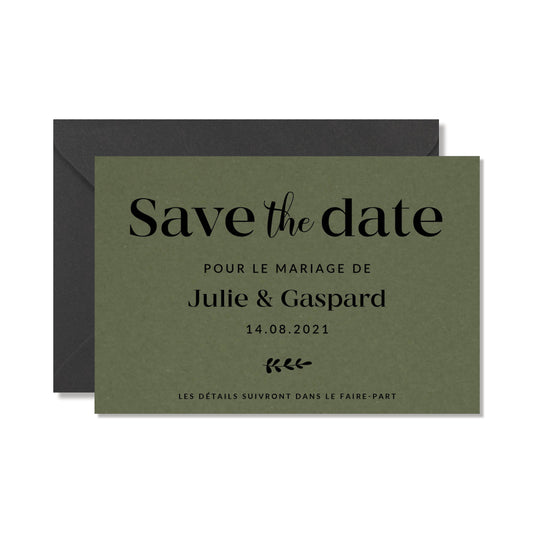 Save the date vert, annonce date de mariage originale 04