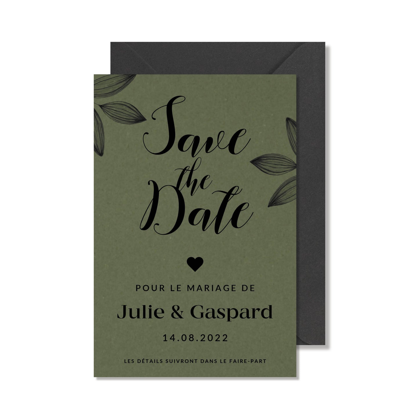 Save the Date grün, Original Ankündigung des Hochzeitstermins 06 