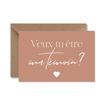 Carte mariage originale demande ‘ma témoin’ rose
